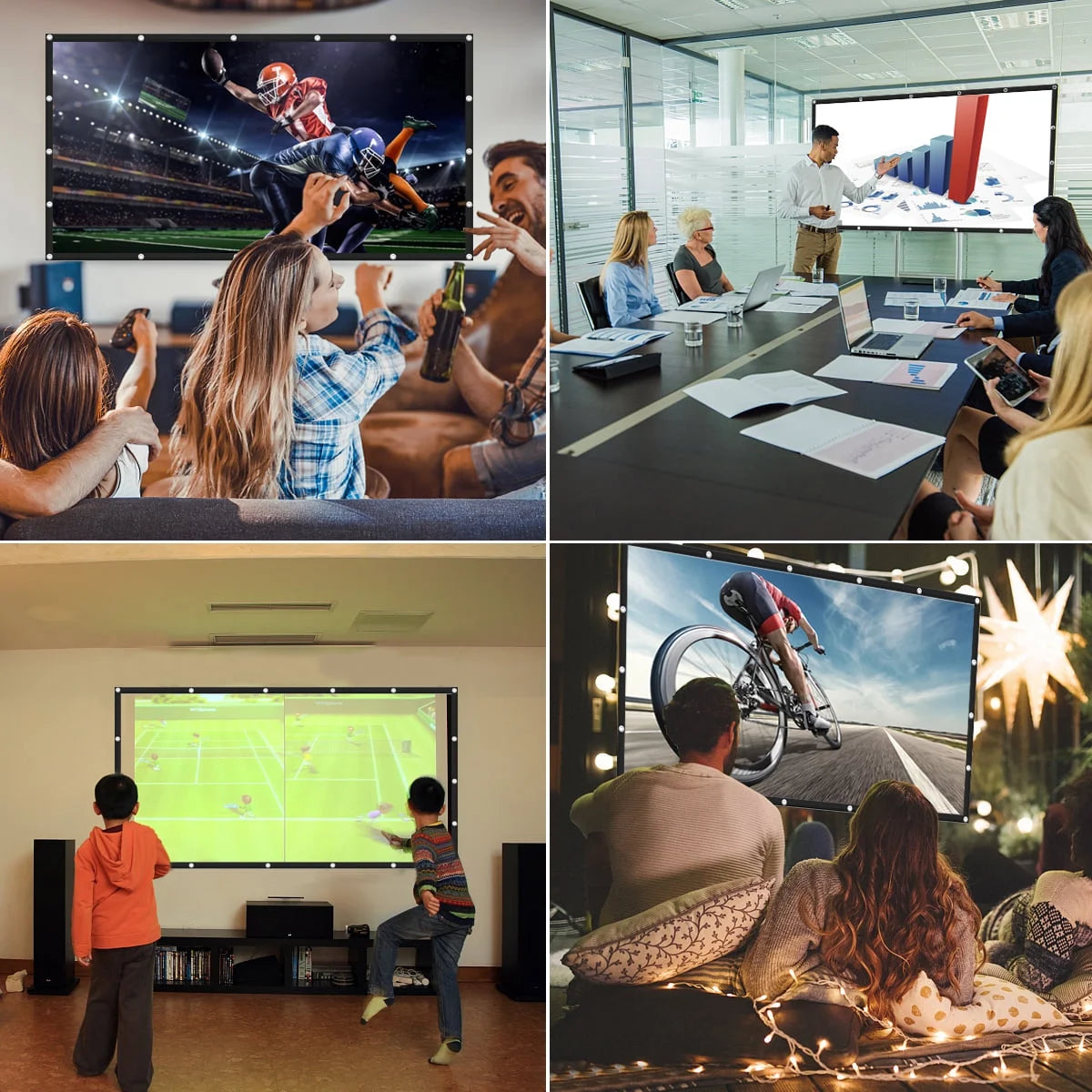 Projector Screen,  120 Inch 16:9 HD Foldable Anti-Crease Portable Projector Movies Video Screen for Home Theater Outdoor Indoor